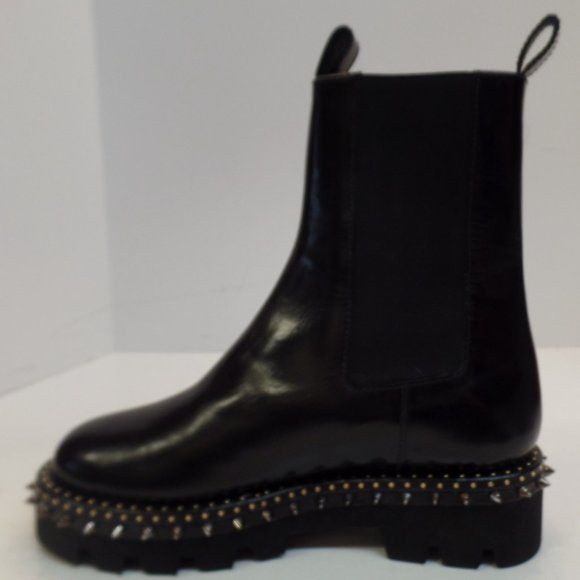 Sebastian Milano Sz 39 Pull On Black Leather Boots With Punk Rock Detailing. - Picture 9 of 12